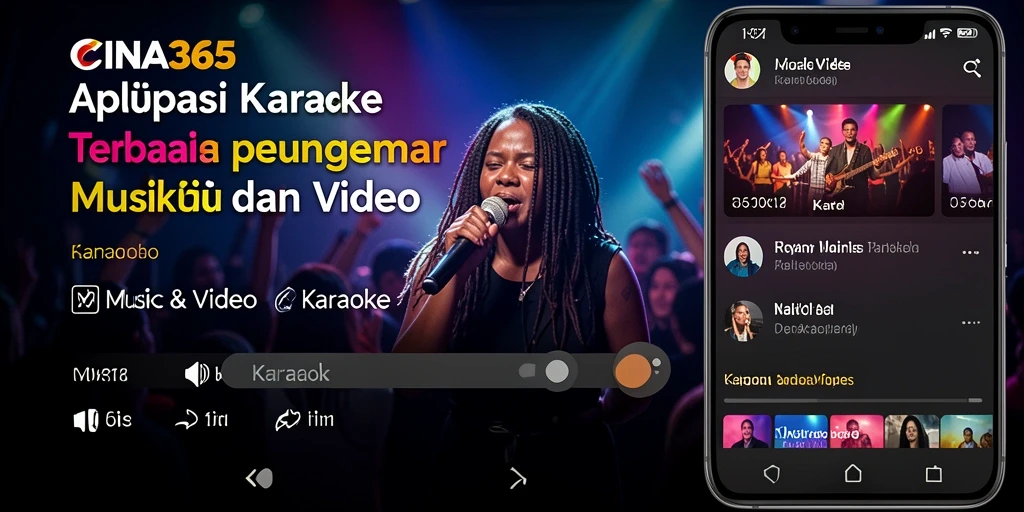 Antarmuka aplikasi CINA365 yang user-friendly untuk karaoke.