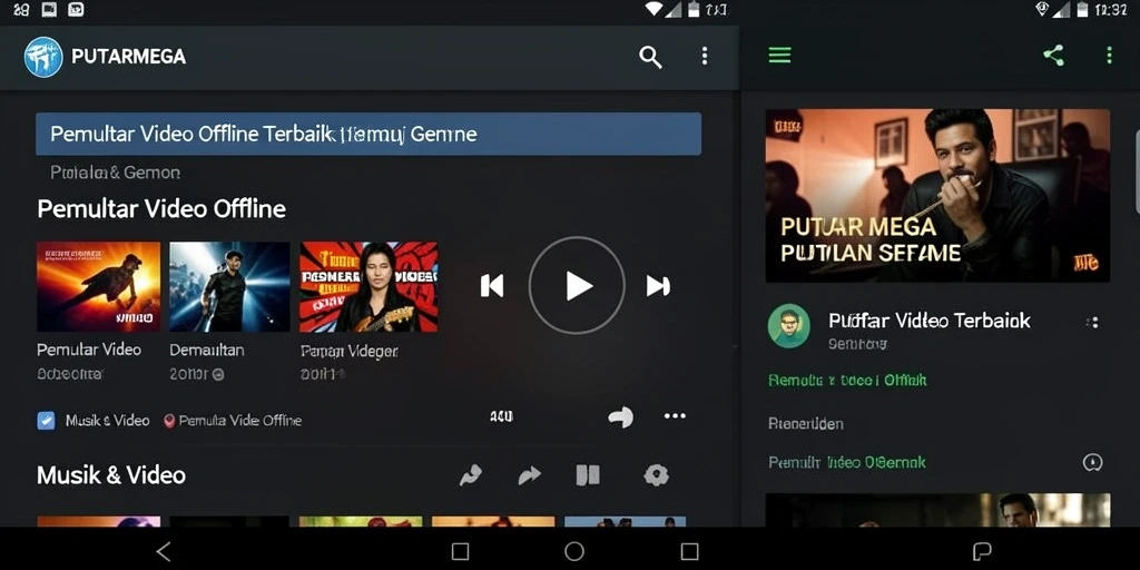 Antarmuka PUTARMEGA yang sederhana dan fungsional untuk pemutar video offline.