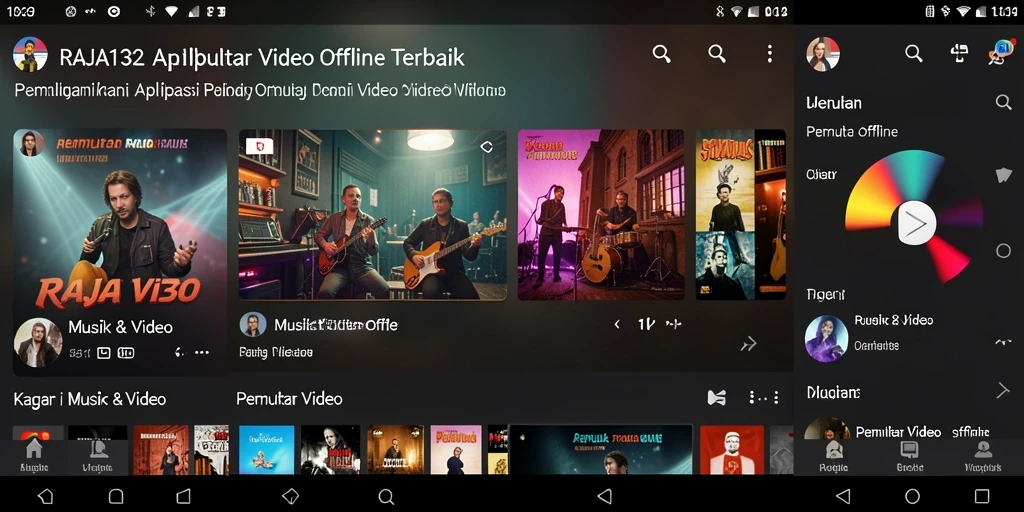 Antarmuka pemutar video offline RAJA132 yang sederhana dan intuitif.
